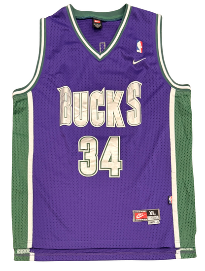 Ray Allen Milwaukee Bucks #34 Nike NBA Jersey Purple XL Length +2 Vintage