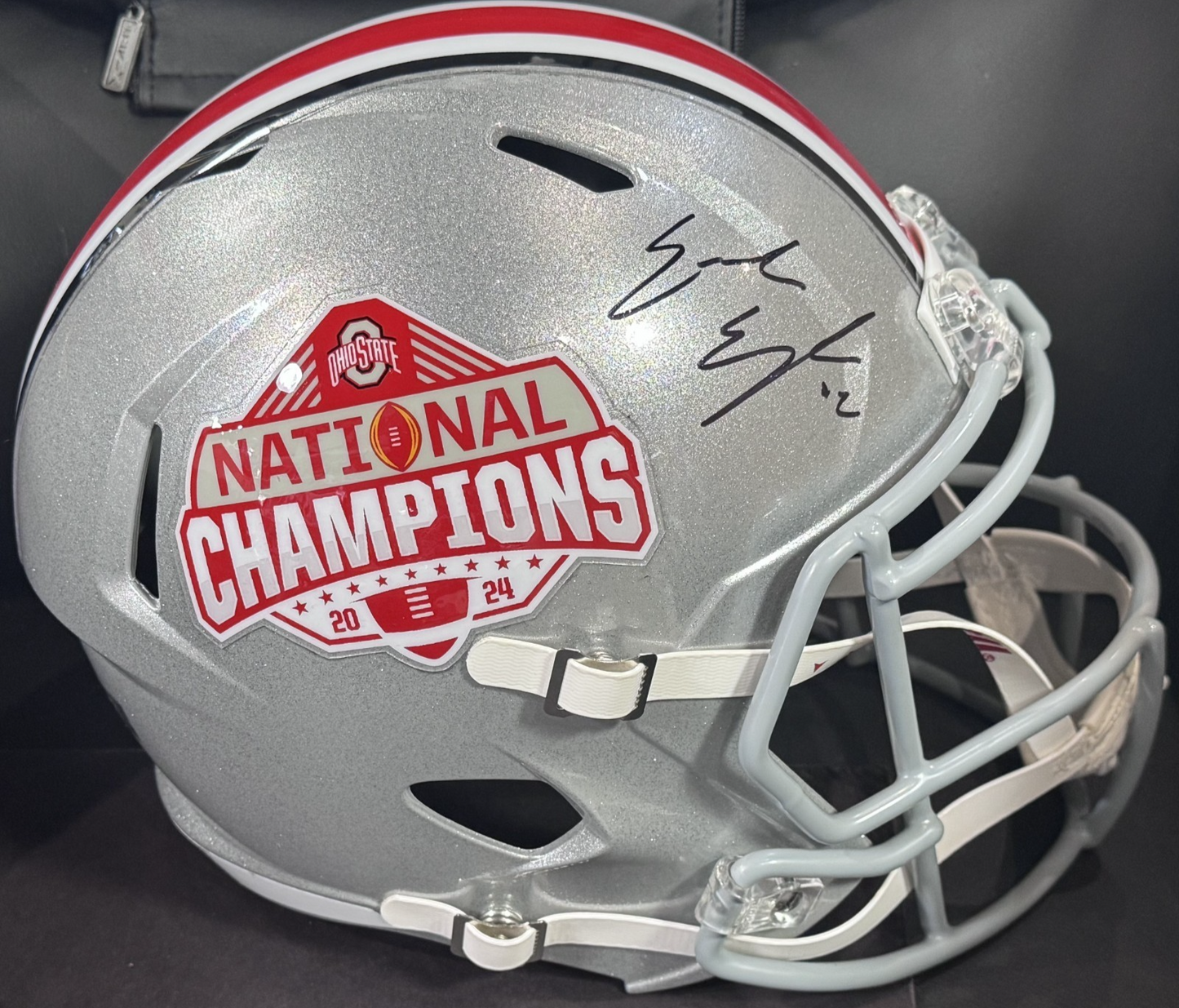 Emeka Egbuka Signed Ohio State 2024 Champion Logo Speed Rep Helmet Auto Fanatics