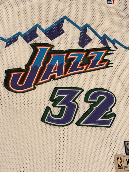 Karl Malone Utah Jazz #32 Adidas Hardwood Classics NBA Jersey White XL Vintage