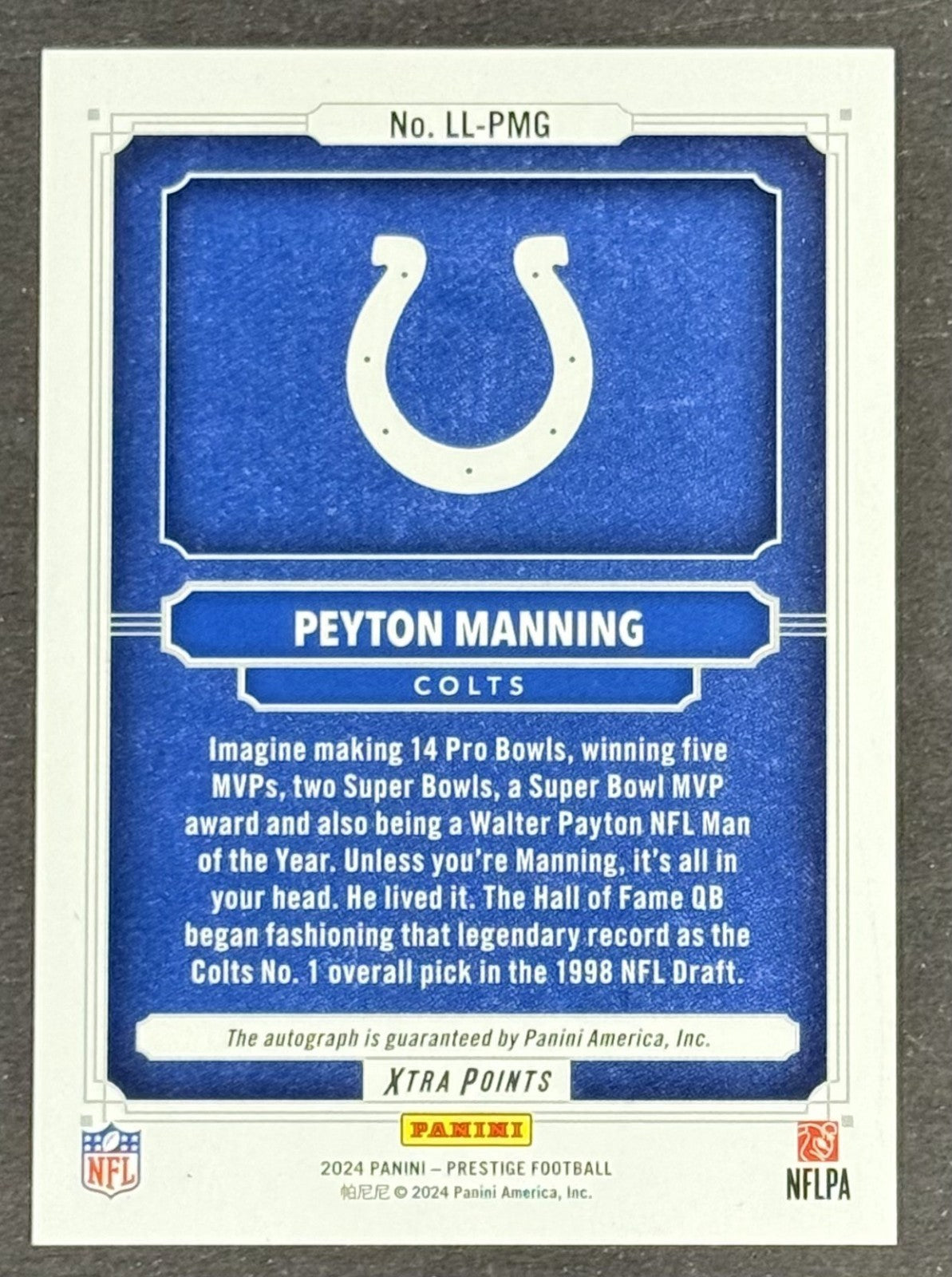 2024 Panini Prestige Living Legends Peyton Manning Auto Colts HOF LE 3/3 Bookend