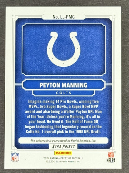 2024 Panini Prestige Living Legends Peyton Manning Auto Colts HOF LE 3/3 Bookend