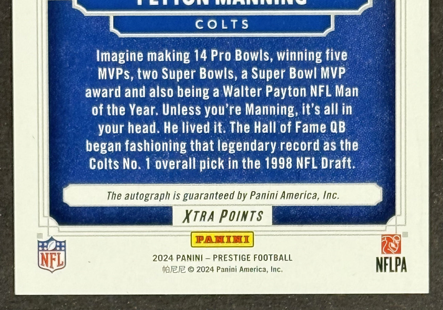 2024 Panini Prestige Living Legends Peyton Manning Auto Colts HOF LE 3/3 Bookend
