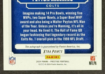 2024 Panini Prestige Living Legends Peyton Manning Auto Colts HOF LE 3/3 Bookend