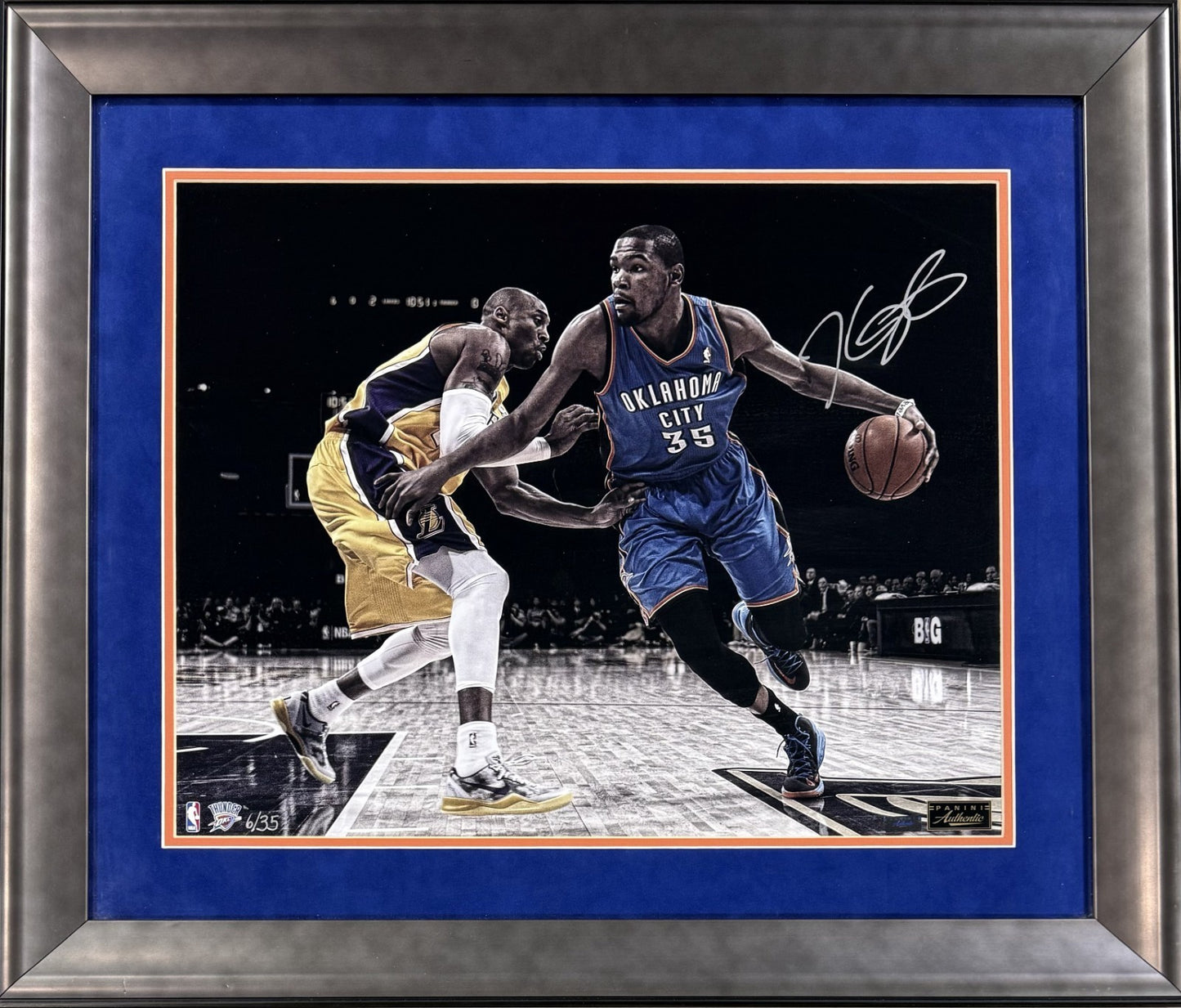 Kevin Durant Signed Explode 16x20 Photo Framed Thunder Auto LE Panini Authentic