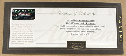 Kevin Durant Signed Explode 16x20 Photo Framed Thunder Auto LE Panini Authentic