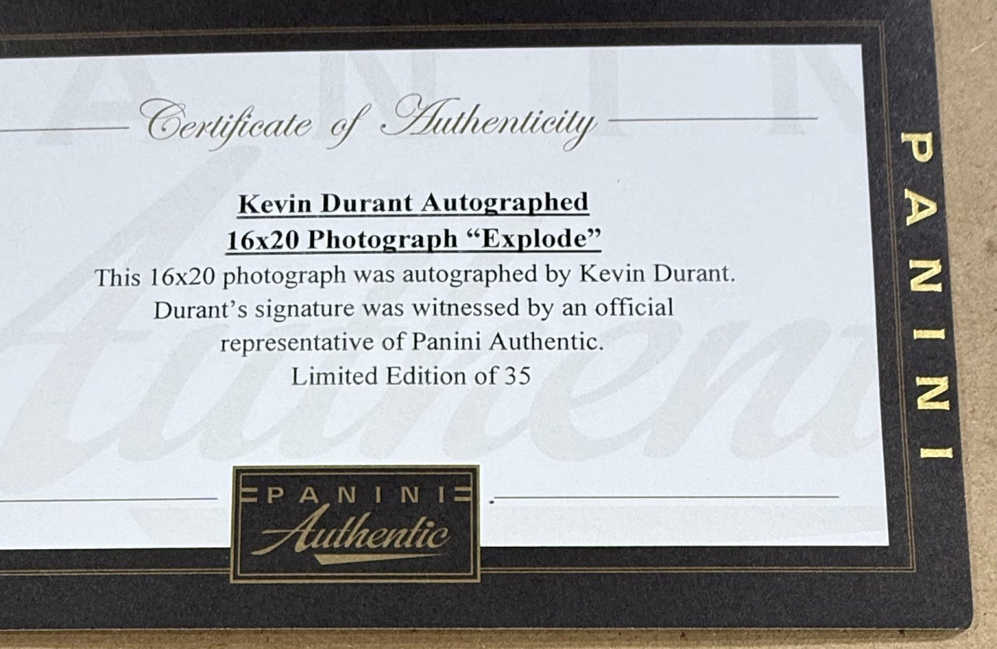 Kevin Durant Signed Explode 16x20 Photo Framed Thunder Auto LE Panini Authentic