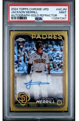 2024 Topps Chrome Update Jackson Merrill Auto RC Gold Refractor /50 PSA 9 Mint