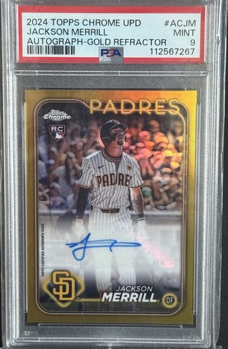 2024 Topps Chrome Update Jackson Merrill Auto RC Gold Refractor /50 PSA 9 Mint