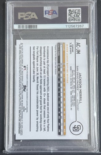2024 Topps Chrome Update Jackson Merrill Auto RC Gold Refractor /50 PSA 9 Mint