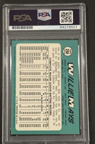 Willie Mays 1996 Topps Certified On Card Auto PSA 1965 Topps Ssp Centered HOF