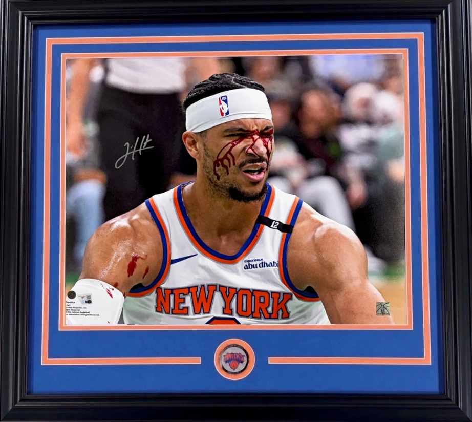 Josh Hart Signed 16x20 Framed Bleeding Playoff Photo NY Knicks Auto Fanatics COA
