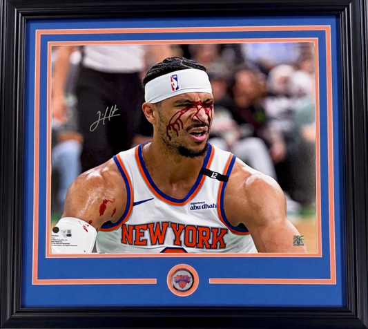 Josh Hart Signed 16x20 Framed Bleeding Playoff Photo NY Knicks Auto Fanatics COA