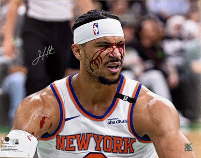 Josh Hart Signed 16x20 Framed Bleeding Playoff Photo NY Knicks Auto Fanatics COA