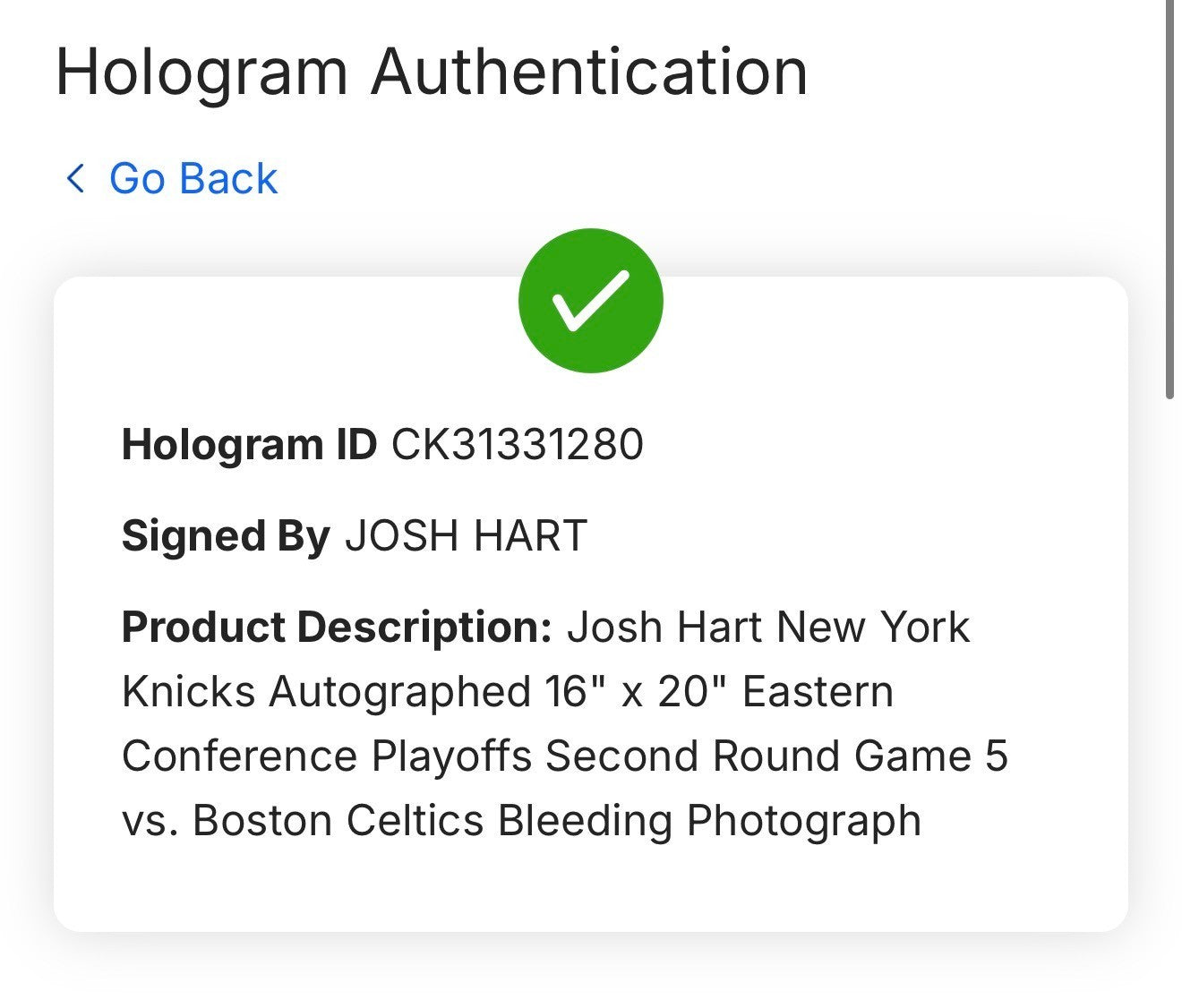 Josh Hart Signed 16x20 Framed Bleeding Playoff Photo NY Knicks Auto Fanatics COA