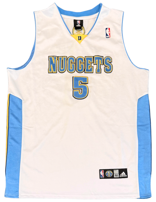 JR Smith Denver Nuggets #5 Adidas NBA White Vintage Jersey Size 52