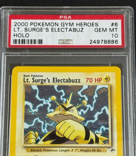 Pokemon Lt. Surge's Electabuzz Gym Heroes Holo #6 Psa 10 Gem Mint