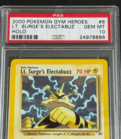 Pokemon Lt. Surge's Electabuzz Gym Heroes Holo #6 Psa 10 Gem Mint