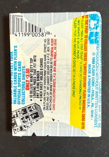 1989 Fleer Baseball Sealed  Wax Pack Lot Of 10 Packs Ripken Error  ? Griffey Jr