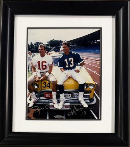 Joe Montana Dan Marino Signed 8x10 Photo Framed 49ers Dolphins HOF Auto UDA COA