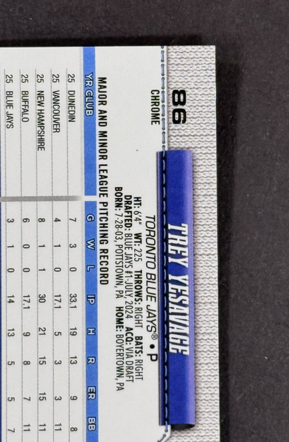 2026 Topps Chrome Trey Yesavage Gold X Fractor LE/ 50 Toronto Bluejays RC Mint