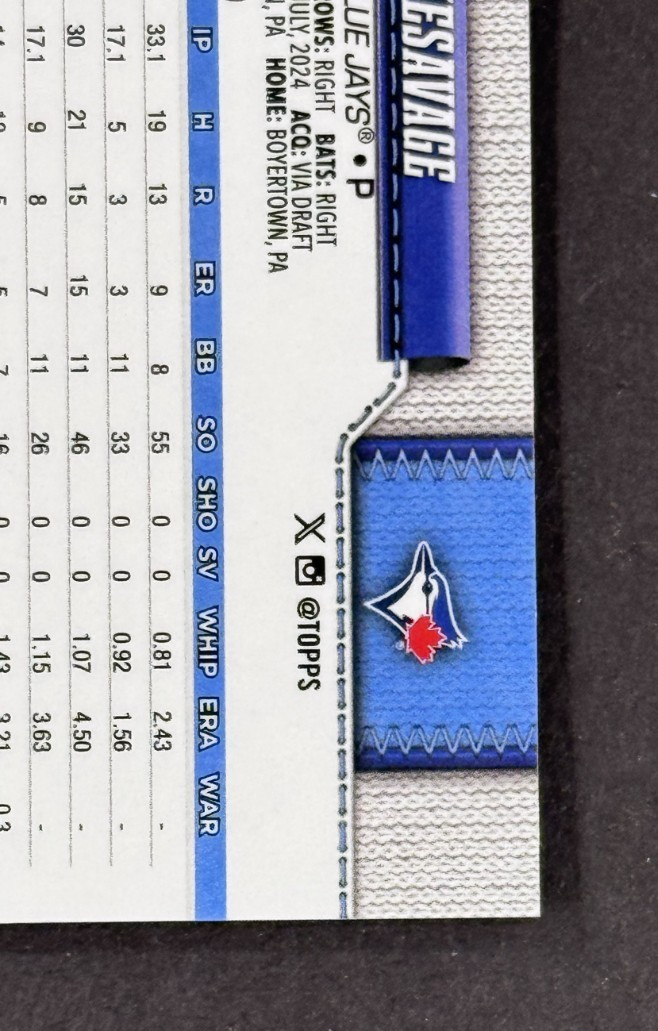 2026 Topps Chrome Trey Yesavage Gold X Fractor LE/ 50 Toronto Bluejays RC Mint