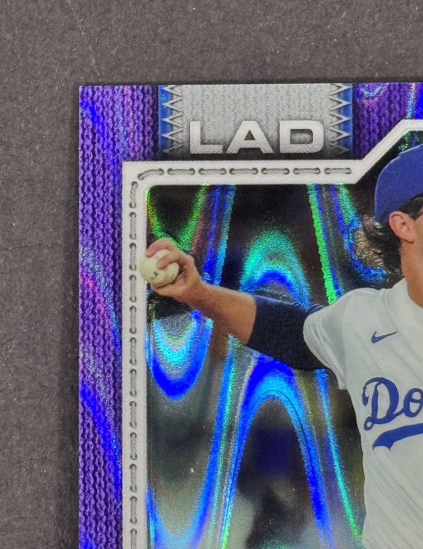 2026 Topps Chrome Jack Little Purple Raywave Auto LE / 75 LA Dodgers RC Mint