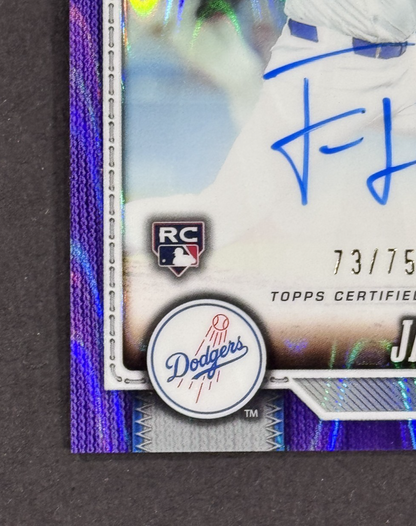 2026 Topps Chrome Jack Little Purple Raywave Auto LE / 75 LA Dodgers RC Mint