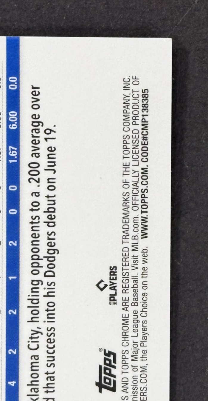 2026 Topps Chrome Jack Little Purple Raywave Auto LE / 75 LA Dodgers RC Mint