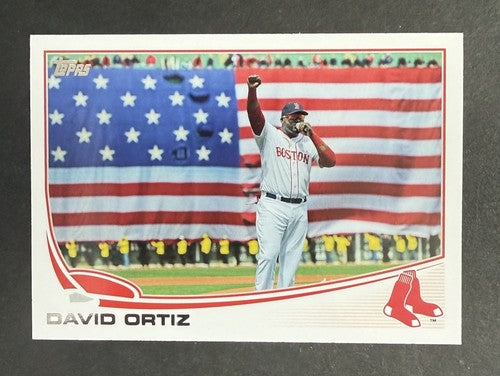 2013 Topps David Ortiz #595 SSP Speech Boston Strong USA Flag Variation Red Sox