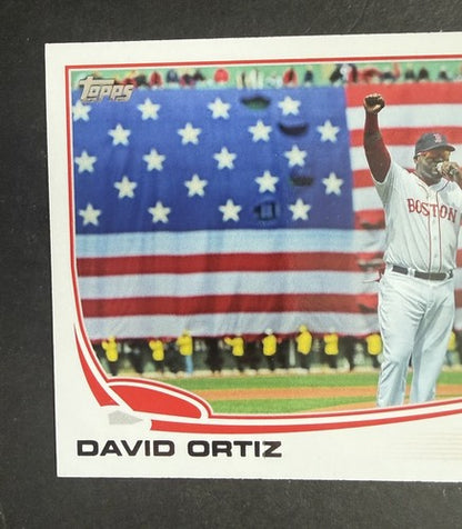 2013 Topps David Ortiz #595 SSP Speech Boston Strong USA Flag Variation Red Sox