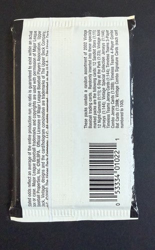 Upper Deck Vintage Baseball Hobby 2002 5 Packs Lot Sealed 10 Cards Per Pack