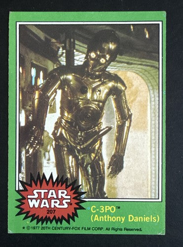 1977 Topps Star Wars C-3PO #207 Golden Rod Error Vintage Trading Card