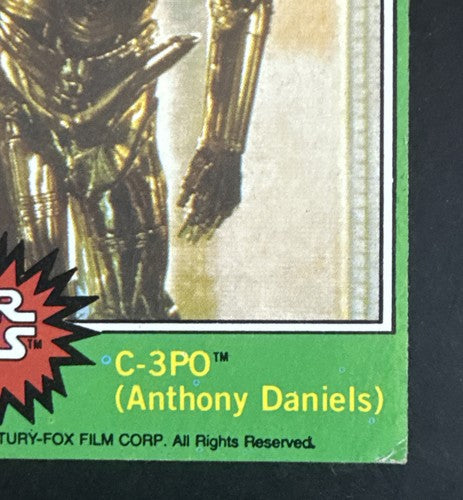 1977 Topps Star Wars C-3PO #207 Golden Rod Error Vintage Trading Card