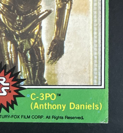 1977 Topps Star Wars C-3PO #207 Golden Rod Error Vintage Trading Card