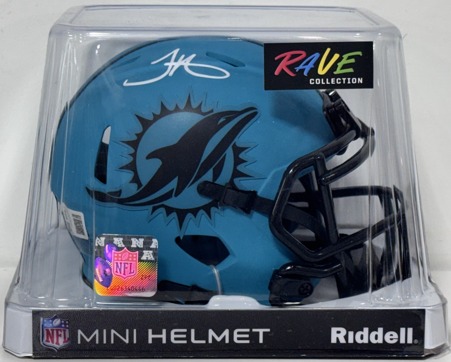 Tyreek Hill Signed Miami Dolphins Riddell Rave Mini Helmet Auto BAS COA