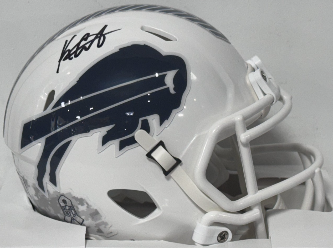 Keon Coleman Signed Saute To Service Riddell Mini Helmet Auto BAS COA Bills