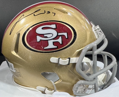 Fred Warner Signed San Francisco 49ers Riddell Mini Helmet Auto BAS COA