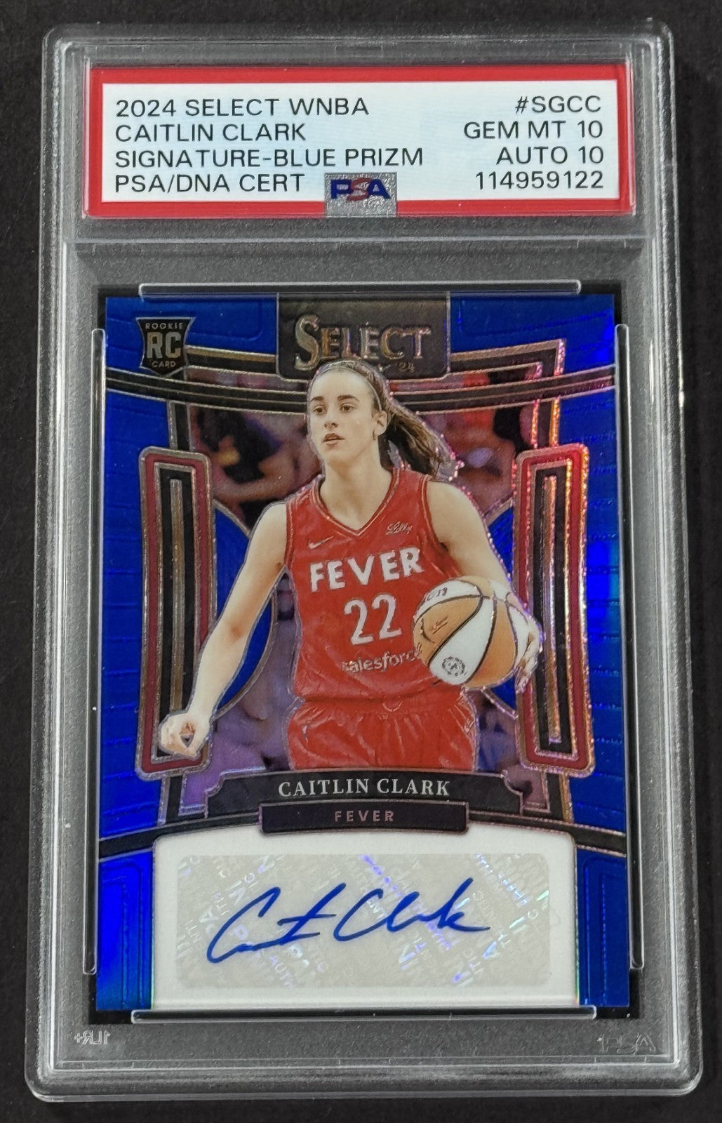 2024 Select Caitlin Clark Blue Prizm RC  /49 PSA 10 Gem Mint Rookie Auto  Pop 6