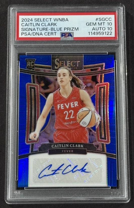 2024 Select Caitlin Clark Blue Prizm RC  /49 PSA 10 Gem Mint Rookie Auto  Pop 6