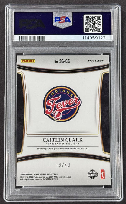 2024 Select Caitlin Clark Blue Prizm RC  /49 PSA 10 Gem Mint Rookie Auto  Pop 6