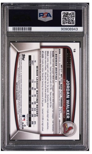 2023 Bowman Chrome Jordan Walker RC Aqua Raywave /199 Cardinals PSA 10