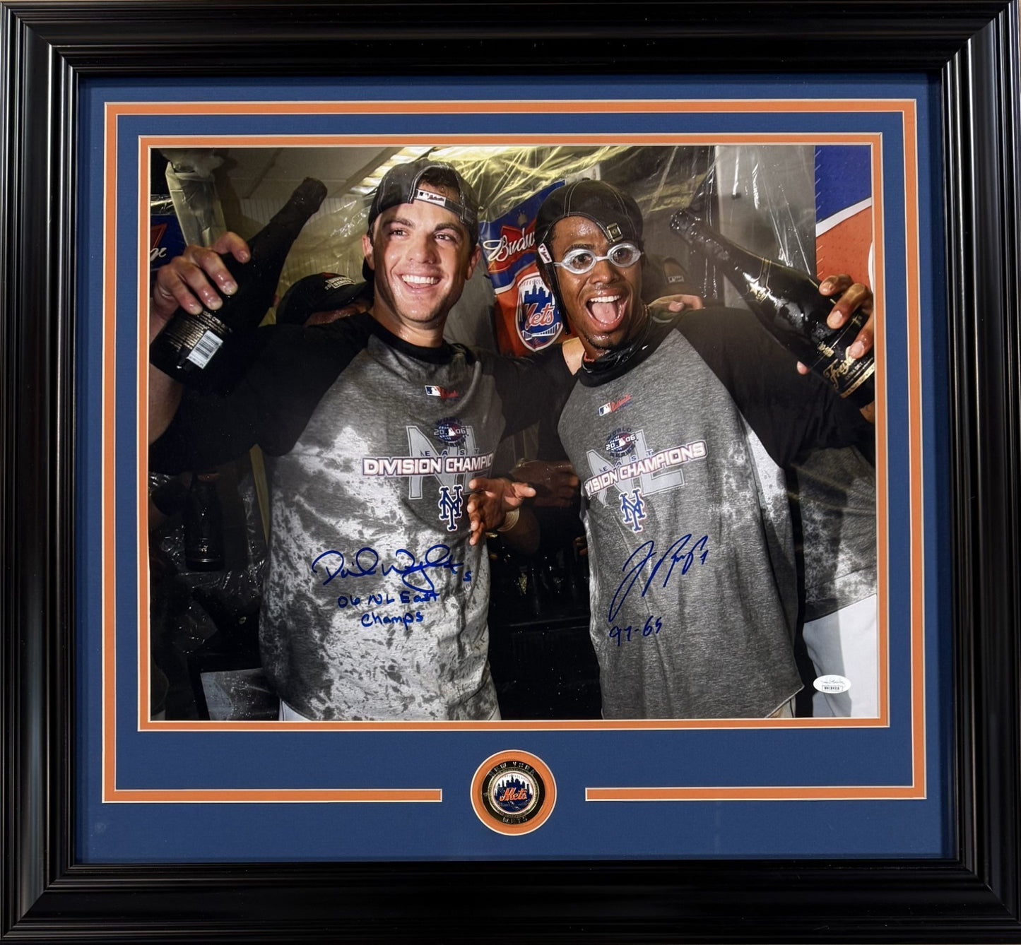 David Wright Jose Reyes Signed 16x20 Photo Framed Mets 06 NL Champs Auto JSA COA