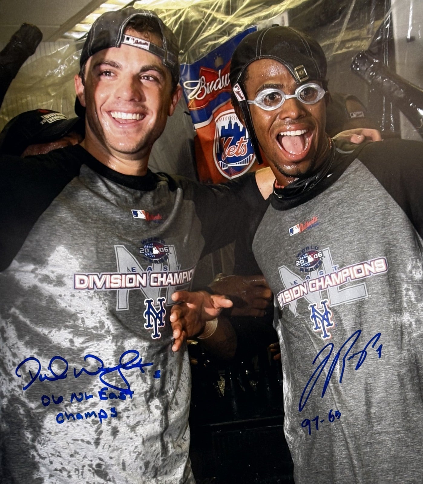 David Wright Jose Reyes Signed 16x20 Photo Framed Mets 06 NL Champs Auto JSA COA