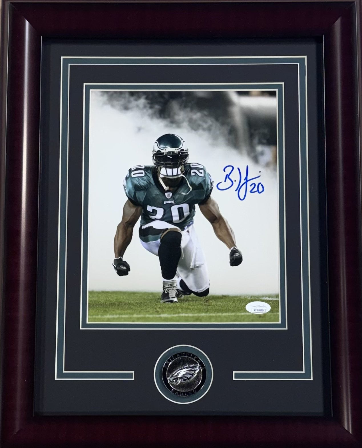 Brian Dawkins Signed 8x10 Photo Framed W/ Coin Auto JSA COA Eagles HOF