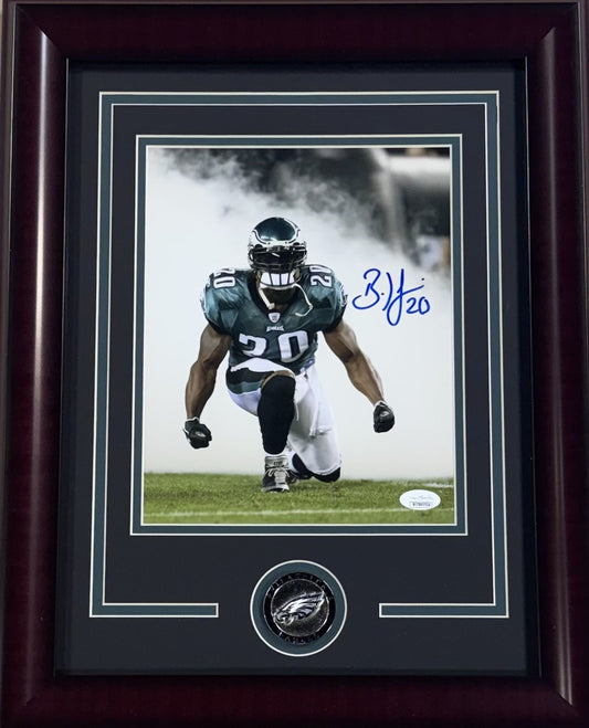 Brian Dawkins Signed 8x10 Photo Framed W/ Coin Auto JSA COA Eagles HOF