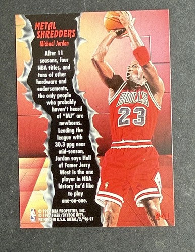 1996-97 Fleer Metal Shredders Michael Jordan #241 Nice Shape Bulls HOF