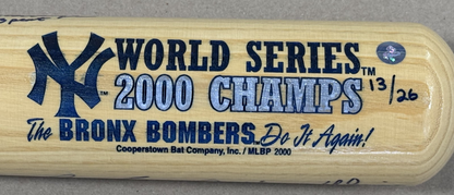 2000 World Series Yankees Team Signed Bat /26 3 Peat Auto Rivera Jeter MVP JSA