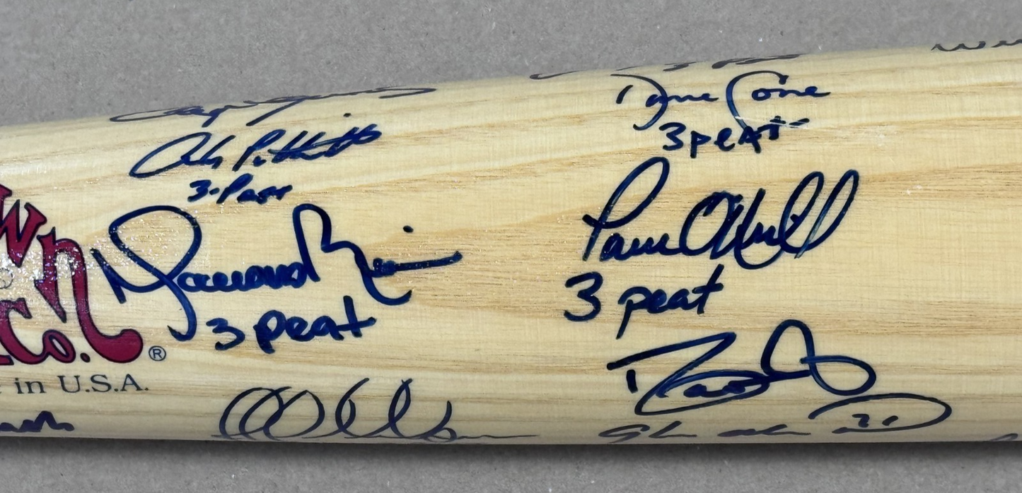 2000 World Series Yankees Team Signed Bat /26 3 Peat Auto Rivera Jeter MVP JSA