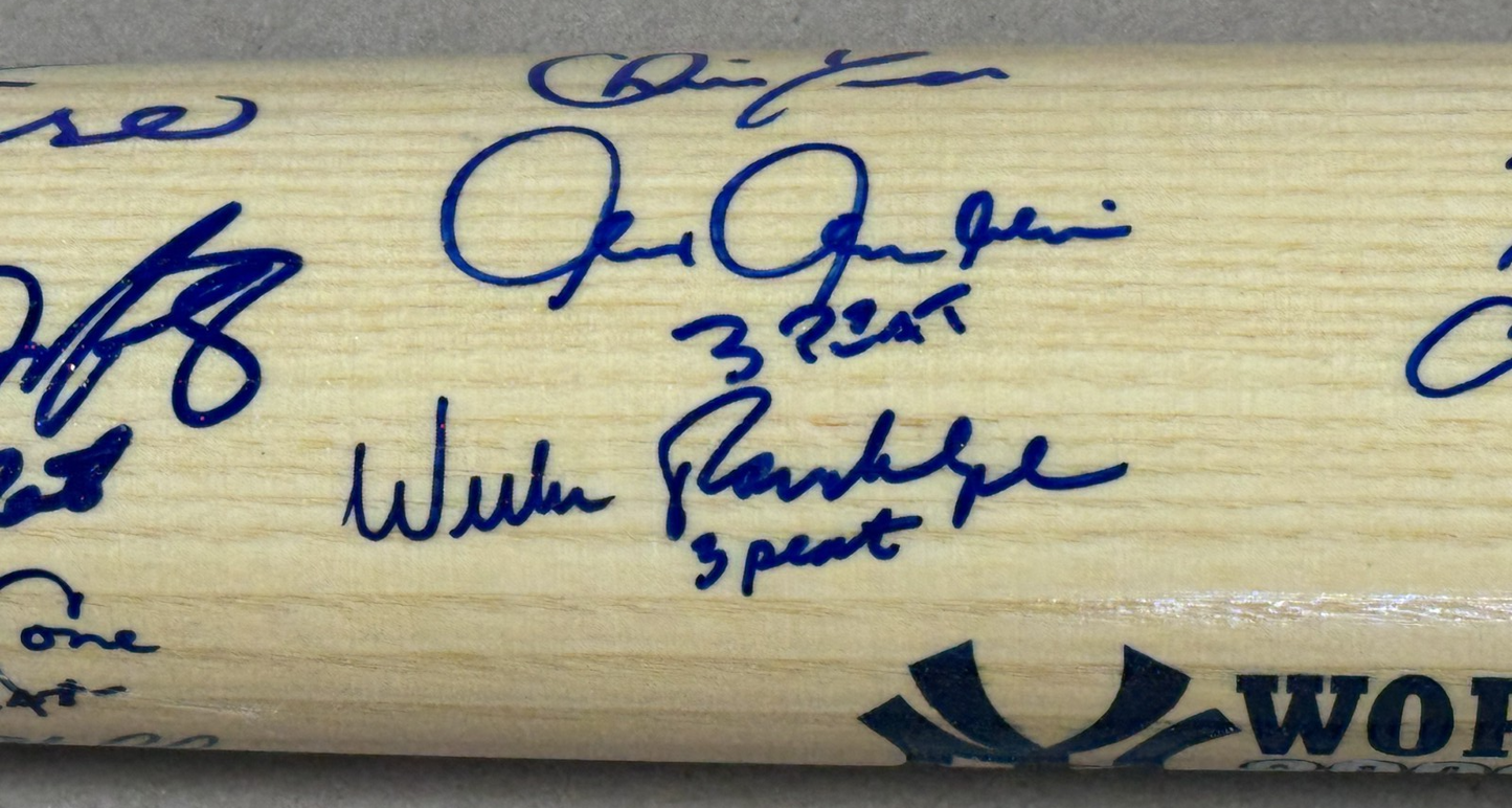 2000 World Series Yankees Team Signed Bat /26 3 Peat Auto Rivera Jeter MVP JSA
