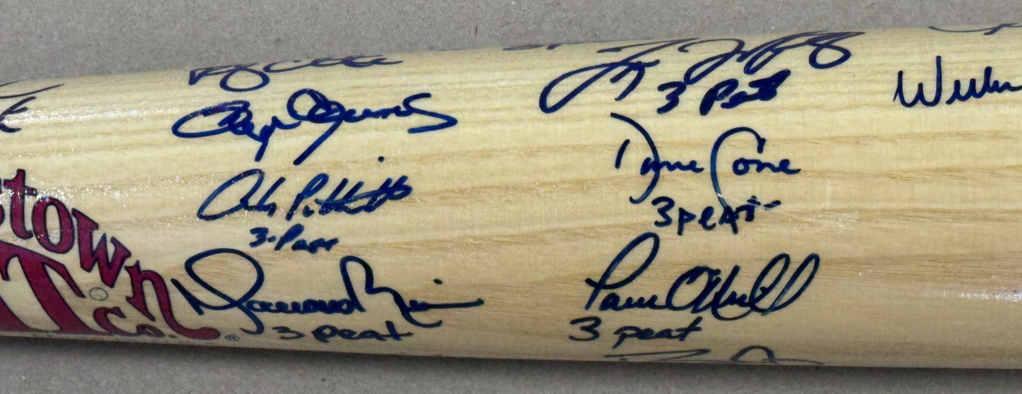 2000 World Series Yankees Team Signed Bat /26 3 Peat Auto Rivera Jeter MVP JSA